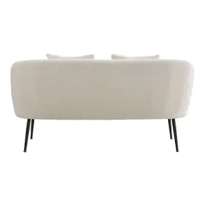 White Fabric Loveseat Sofa with Metal Legs&Pillows W 1440 mm