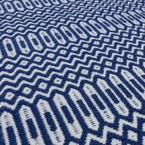 Blue Outdoor Rug, Geometric Stain-Resistant Rug For Patio Decks  2mm Modern Outdoor Area Rug-66 X 240cmcm (Runner)