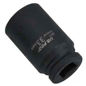 33mm Metric 3/4 Drive Double Deep Impact Socket 6 Sided Single Hex Thick Walled