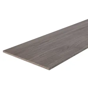 Grey Oak effect Square edge Furniture panel, (L)2.5m (W)300mm (T)18mm