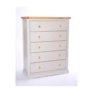 Loreo 5 Drawer Chest of Drawers Wood Knob