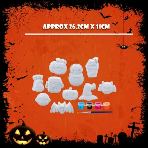 Halloween Decorations Craft Kit Pack of 10 Designs 6 x Paints, 1 x Brush   White