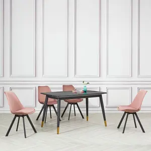 4 Rivas Velvet Upholstered Dining Chairs (Set of 4) Pink