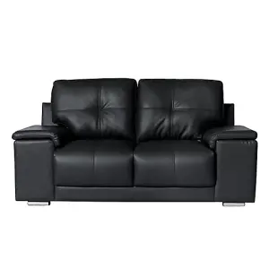 Kensington Faux Leather 3 + 2 Seater Sofa Set In Black