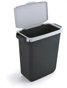 Durable DURABIN ECO Recycled Black Recycling Bin + Grey Hinged Lid - 60L