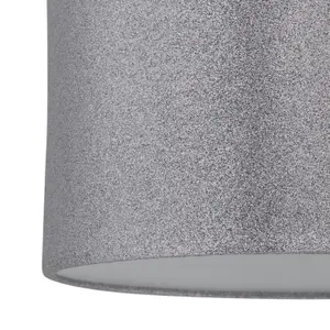 First Choice Lighting Set of 2 Chrome Stick Table Lamps with Grey Glitter Shades