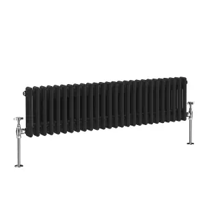 Right Radiators 300x1190 mm Horizontal Traditional 2 Column Cast Iron Style Radiator Black