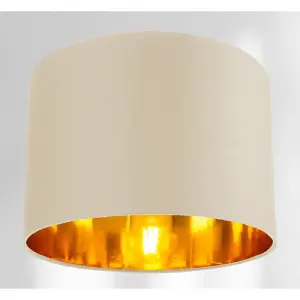 Contemporary Cream Cotton 10 Table/Pendant Lamp Shade with Shiny Copper Inner