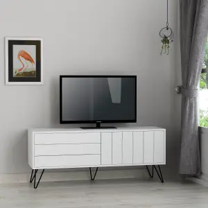 Decortie Picadilly Modern TV Unit Multimedia Centre Storage Cabinet Oak White 139cm for 55" TV