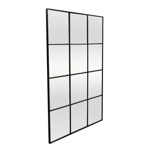 Rectangle Metal Window Panel Mirror Black / 90cm H x 60cm W