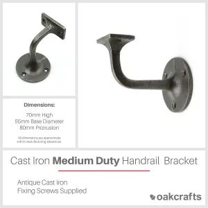 Oakcrafts - Antique Cast Iron Medium Duty Handrail Bracket