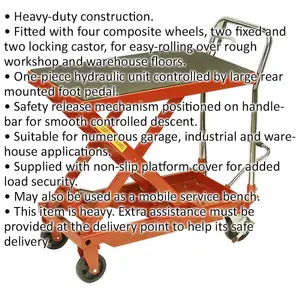 Heavy Duty Hydraulic Platform Truck with 500kg Capacity and Safety Release Mechanism