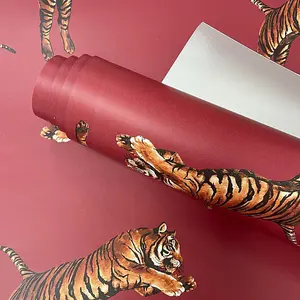 Paloma Home Pouncing Tiger Wallpaper Red (921600)