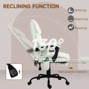 Vinsetto PU Massage Office Chair Height Adjustable Computer Chair White