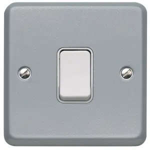 MK 10A Grey Single 2 way Metal-clad switch with White inserts