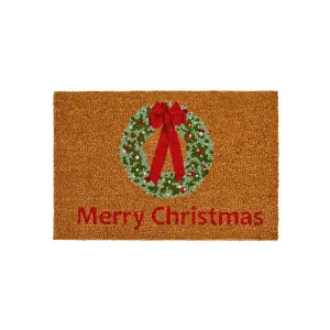 Merry Christmas Door Mat Wreath Xmas Decor Floor Mat  60 x 40cm