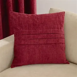 Dunelm Chenille Pleat Cushion, Modern, Red, Wine