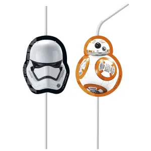 Star Wars: The Force Awakens Medallion Disposable Straws (Pack of 6) White/Black/Orange (One Size)