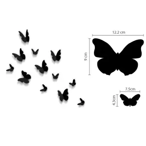 Walplus 3D Black Butterflies and Butterflies Mirror Sticker