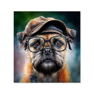 Border Terrier Dog Splashart Premium Glass Kitchen Splashback W900mm x H650mm