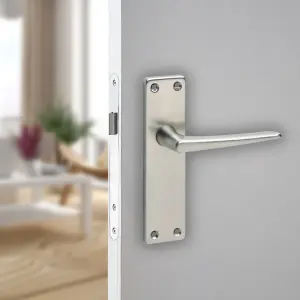 URBNLIVING 150mm Length Royale Metal & Satin Nickel Plain Lever Latch Door Handles Set