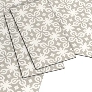 GoodHome Italo Grey & white Flower mosaic Stone tile effect Textured Mineral filler & polypropylene (PP) Click vinyl Flooring Sample