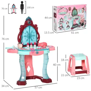 AIYAPLAY 31 Piece Kids Dressing Playset w/ Princess Mirror, Light & Sound