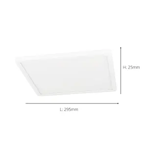 Eglo Rovito-Z Square White Plastic Smart Control Colour Changing LED Ceiling Light, (L) 29.5cm