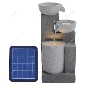 Outdoor Solar Power Garden Water Feature with LED Lights 72cm