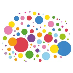 Walplus Combo Kids Wall Sticker - Happy Circles Primary Colours - 178pcs PVC