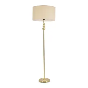 ValueLights Marissa Gold Stacked Ball Floor Lamp with Natural Drum Shade