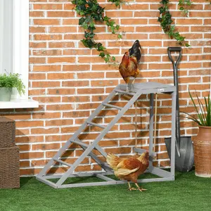 PawHut Chicken Coop Toy with Swing, Ladder, Platform for 2 Chickens, Hens, Grey