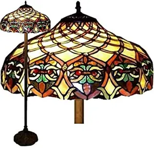 BELOFAY Stained Glass Handmade Flowers and Herbs Tiffany Floor Lamps for Living Room (16")