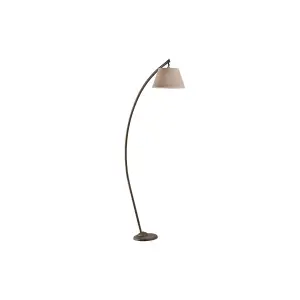 Luminosa Susi Arc Floor Lamp, Brown Fabric Shade