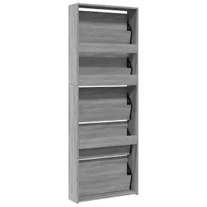 Berkfield Shoe Cabinet with Mirror 5-Layer Grey Sonoma 63x17x169.5 cm