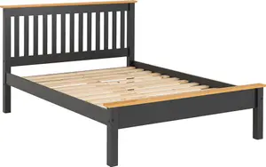 Monaco 4ft Bed Low Foot End Dark Grey Oak Effect