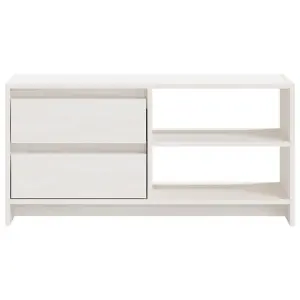 Berkfield TV Cabinet White 80x31x39 cm Solid Pinewood