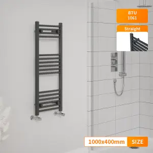 Right Radiators 1000x400 mm Straight Heated Towel Rail Radiator Bathroom Ladder Warmer Anthracite