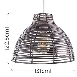 ValueLights Grey Ceiling Pendant Shade and B22 Pear LED 4W Warm White 2700K Bulb