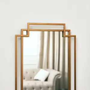 Melody Maison Copper Art Deco Wall Mirror 142cm x 47cm