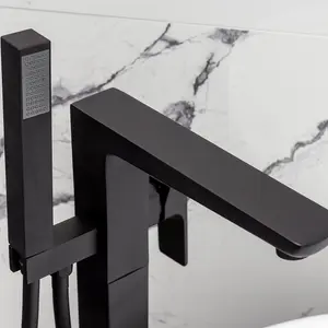 Zoia Black Floor Standing Bath Shower Mixer Tap