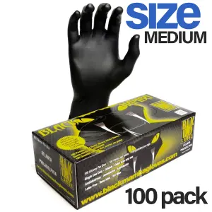 Black Mam Gloves Workshop 6mil Thick Nitrile Glove Box of 100 Medium Size