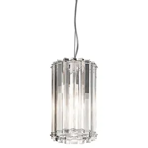 Elstead Crystal Skye 2 Light Round Mini Ceiling Pendant Light Chrome, Crystal Glass, G9