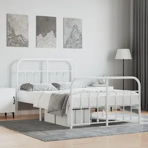 Berkfield Metal Bed Frame with Headboard and Footboard White 120x190 cm