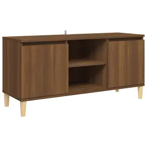 Berkfield TV Cabinet with Solid Wood Legs Brown Oak 103.5x35x50 cm