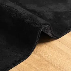 Rug HUARTE Short Pile Soft and Washable Black 200x200 cm