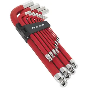 13-Piece Long Jumbo Ball-End Hex Key Set with Anti-Slip Coating - Sizes 2mm to 19mm