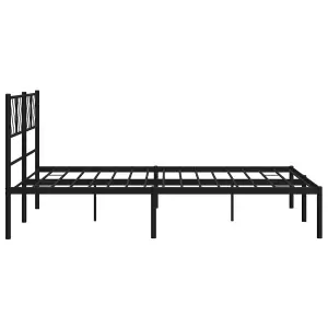 Berkfield Metal Bed Frame with Headboard Black 140x190 cm