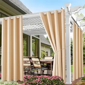 1 Pcs Outdoor Waterproof Curtains for Porch Pavilion Gazebo,Weatherproof Wind Resistant, W132 x H244cm