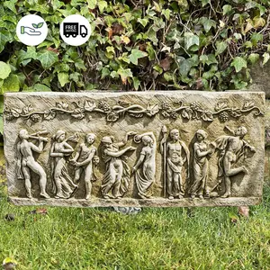 Rectangular Stone Cast Roman design Wall Plaque